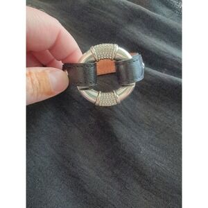 Vintage Brighton Black Leather Bracelet With Silver‎ And Rhinestone O Ring
